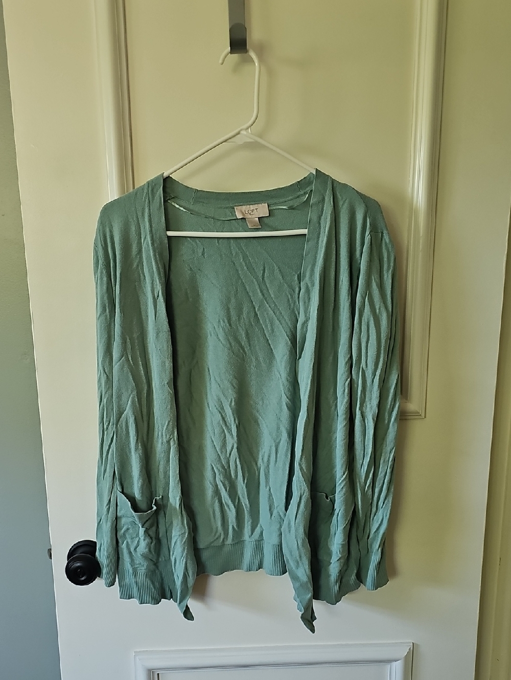 LOFT Open-Front Teal Green Cardigan